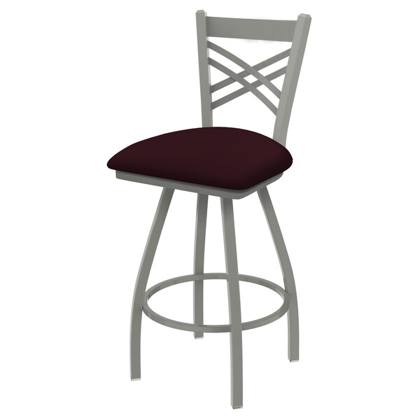36" Swivel Bar Stool, Nickel Finish, Canter Bordeaux Seat